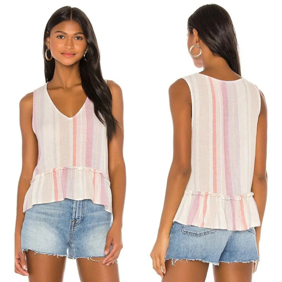 Rails Tops - Rails Mira Sleeveless Cream and Orange Striped Tank Top 22255